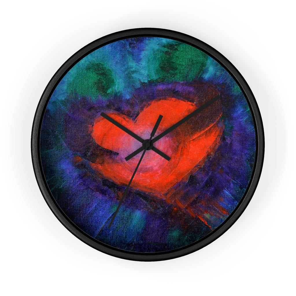 True Love WALL CLOCK - Unique Original Red Heart Art