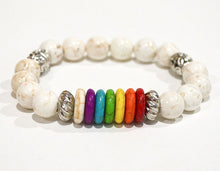7 CHAKRAS Beaded Bracelet White - Spiritual Yoga Gifts Chakra Stretch Chakra Jewelry rainbow multicolored