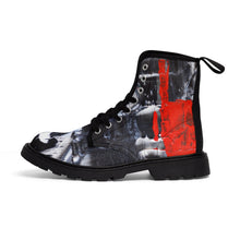 Cool Abstract Women's CANVAS BOOTS Red, Black and White