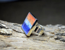 ORANGE BLUE Modern Art Resin Ring - handmade Unique Gift, True Purpose