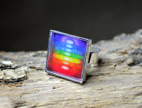 CHAKRA COLORS - Multi-Colored, handmade Art Ring, Yoga Gifts