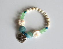 SAND DOLLAR Charm Beads Bracelet - Beach Theme, Ocean Jewelry beaded