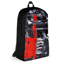 Black and White BACKPACK with Red Abstract Accent Color