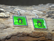 HEART CHAKRA Symbol Earrings - Green Yoga Jewelry, 4th Chakra