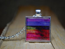 MULTI-COLOR Modern Art Pendant Necklace, handmade Colorful Wearable Art