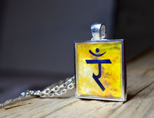 Solar Plexus 3rd CHAKRA Pendant - Handmade Silver-Plated Yellow Square
