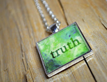 TRUTH - Green Pendant Word Art Inspirational Resin Jewelry Quote Necklace