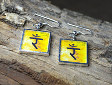SOLAR PLEXUS 3rd Chakra Dangle Earrings - Handmade Silver-Plated Yellow