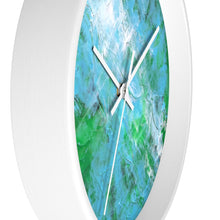 Green Blue Abstract WALL CLOCK wooden frame