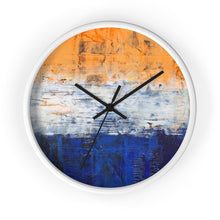 Modern Art WALL CLOCK Blue White Orange Colorful Abstract