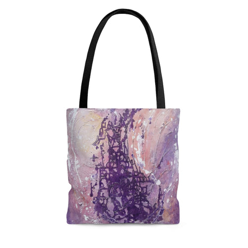 Artsy Purple TOTE BAG printed with Multicolored Abstract Art