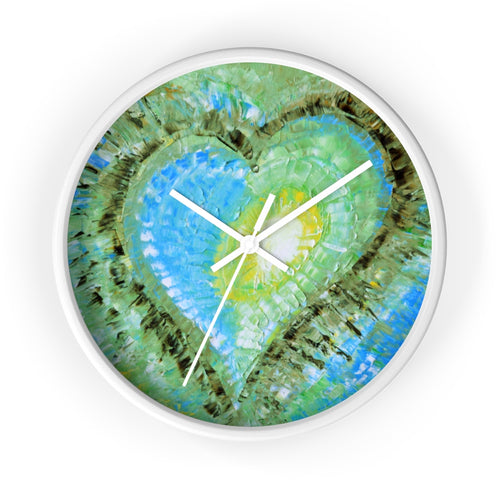 Artsy Heart WALL CLOCK colorful blue green