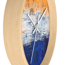 Modern Art WALL CLOCK Blue White Orange Colorful Abstract