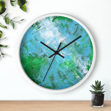 Green Blue Abstract WALL CLOCK wooden frame