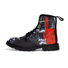 Cool Abstract Women's CANVAS BOOTS Red, Black and White