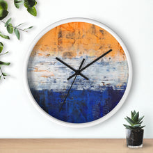 Modern Art WALL CLOCK Blue White Orange Colorful Abstract