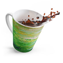 Green Abstract LATTE MUG 12 oz for Coffee  or Tea Cup printed in Artsy Style