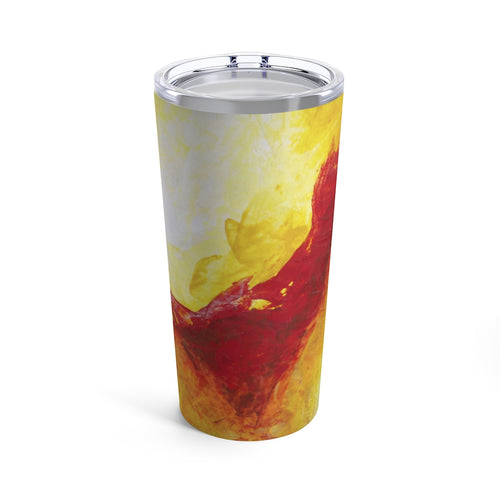 Yellow Red TUMBLER with Lid 20oz Abstract Artsy Printed Style