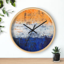 Modern Art WALL CLOCK Blue White Orange Colorful Abstract