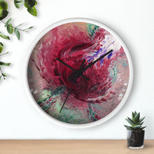 Unique WALL CLOCK Abstract Rose Art Taupe Red Green White