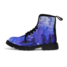 Abstract Blue Women's CANVAS BOOTS Edgy