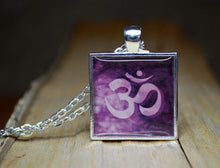 OM Symbol Pendant Necklace, Crown Chakra, Yoga Jewelry, Purple, Spiritual Gift