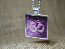 OM Symbol Pendant Necklace, Crown Chakra, Yoga Jewelry, Purple, Spiritual Gift