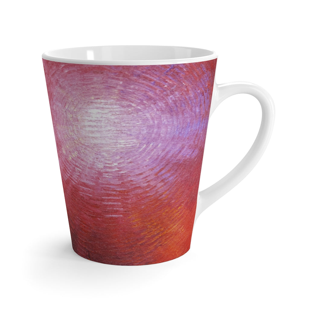 Artsy Tea or Coffee LATTE MUG 12 oz Red Abstract Unique Design