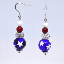 STARS AND STRIPES American Red White Blue Bracelet-Earrings Set
