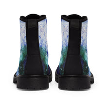 Artsy Blue CANVAS BOOTS for Women Abstract Art