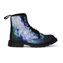 Artsy Blue CANVAS BOOTS for Women Abstract Art