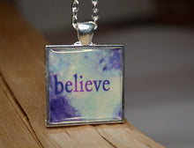 BELIEVE - Word Art Pendant Necklace, handmade #6006