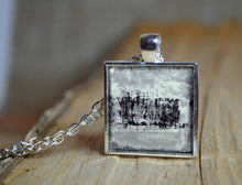 Wearable Art GREY BLACK and WHITE Art Pendant, Silver, Contemporary Jewelry