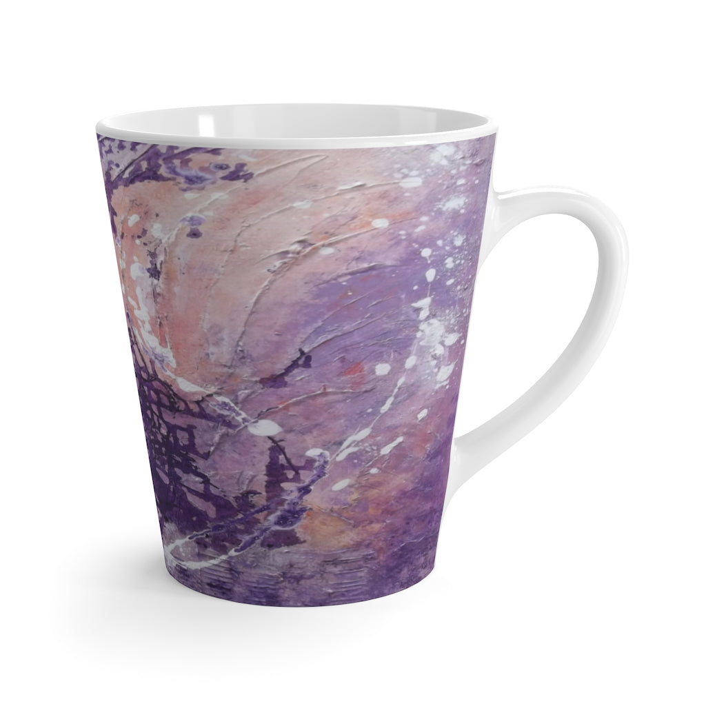 12 oz Coffee LATTE MUG in Purple Pastels printed from Original Art