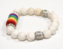 7 CHAKRAS Beaded Bracelet White - Spiritual Yoga Gifts Chakra Stretch Chakra Jewelry rainbow multicolored