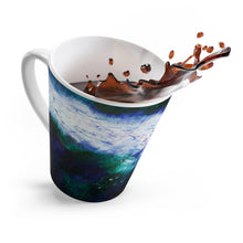 Energetic Artsy LATTE MUG with Navy Blue Abstract Art Print