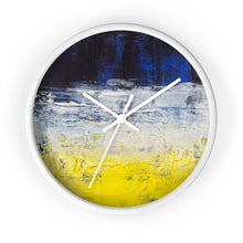 Urban Edgy WALL CLOCK Blue White Yellow Abstract Art