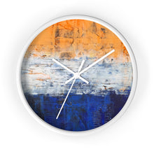 Modern Art WALL CLOCK Blue White Orange Colorful Abstract