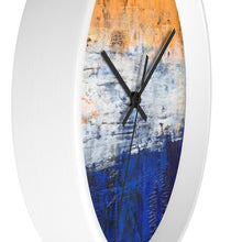 Modern Art WALL CLOCK Blue White Orange Colorful Abstract