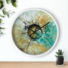 Turquoise WALL CLOCK Unique Abstract Art in Earth Tones
