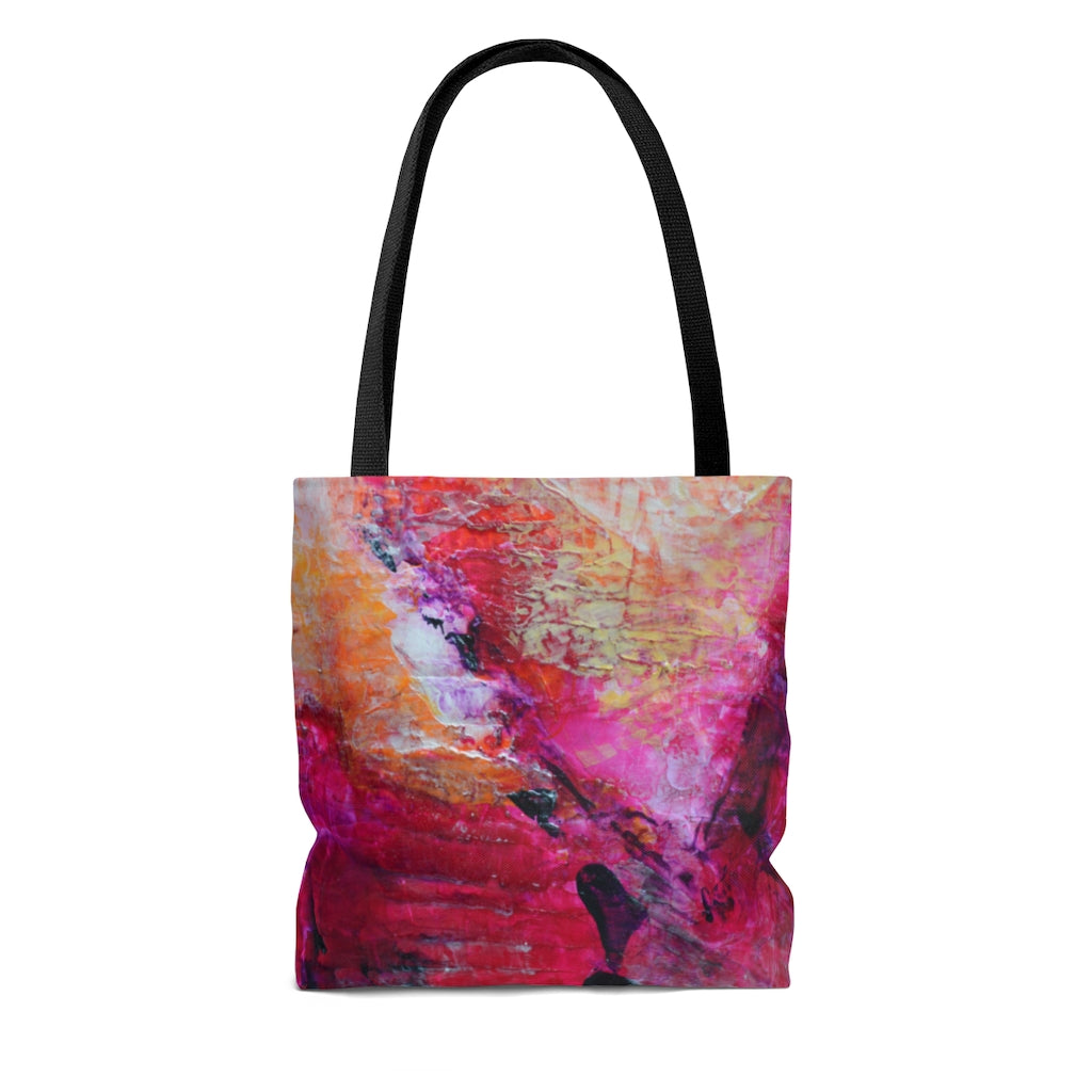 Artsy TOTE BAG Pink Orange Abstract Heart Unique Design