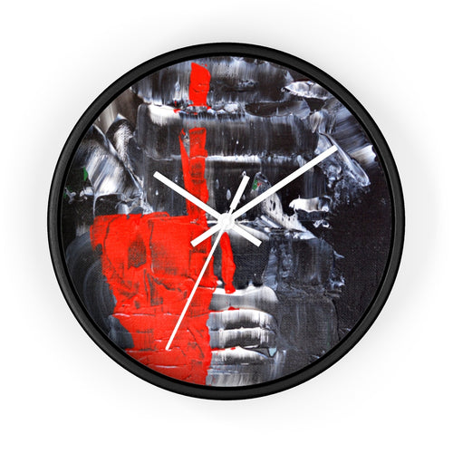 Red Black and White WALL Decor CLOCK Abstract Art