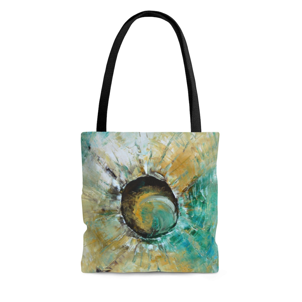 Unique Abstract Art TOTE BAG in Earth Tones and Turquoise