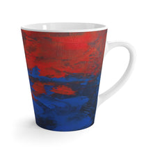 Red Blue Coffee LATTE MUG Modern Abstract Artsy Style 12 oz