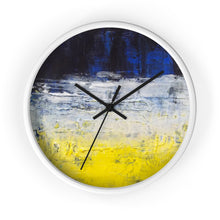 Urban Edgy WALL CLOCK Blue White Yellow Abstract Art