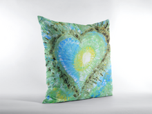 THROW PILLOW Abstract Heart light green blue
