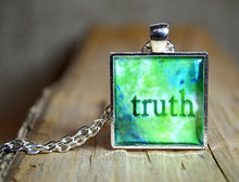 TRUTH - Green Pendant Word Art Inspirational Resin Jewelry Quote Necklace