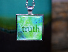 TRUTH - Green Pendant Word Art Inspirational Resin Jewelry Quote Necklace