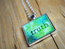 TRUTH - Green Pendant Word Art Inspirational Resin Jewelry Quote Necklace