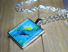 Handmade TURQUOISE Pendant Necklace, Abstract Wearable Art, Square Jewelry #Mini19